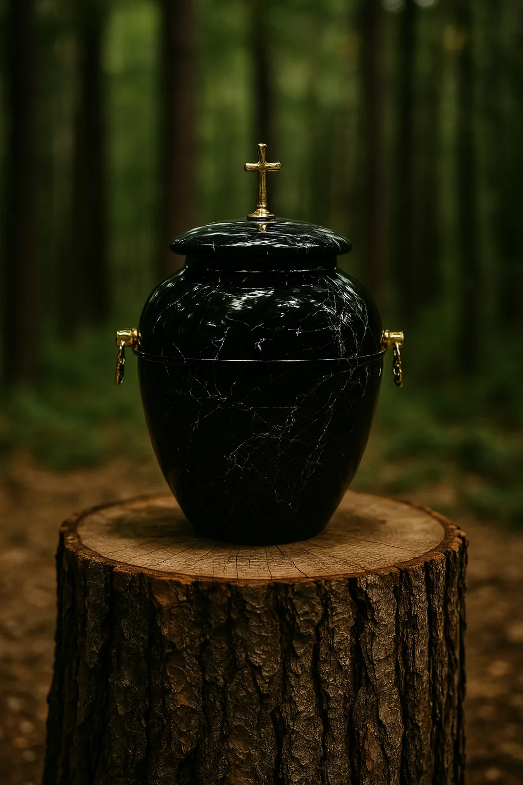 Biała urna w kształcie serca na postumencie